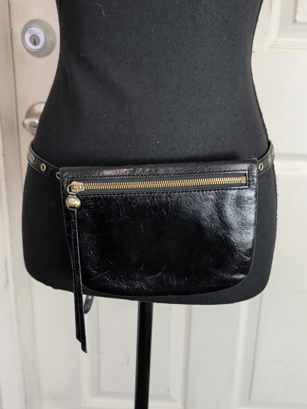 Hobo Black Leather Fanny Pack Crossbody Bag